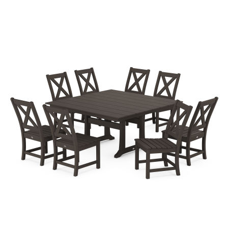 POLYWOOD Braxton Side Chair 9-Piece Farmhouse Dining Set in Vintage Finish