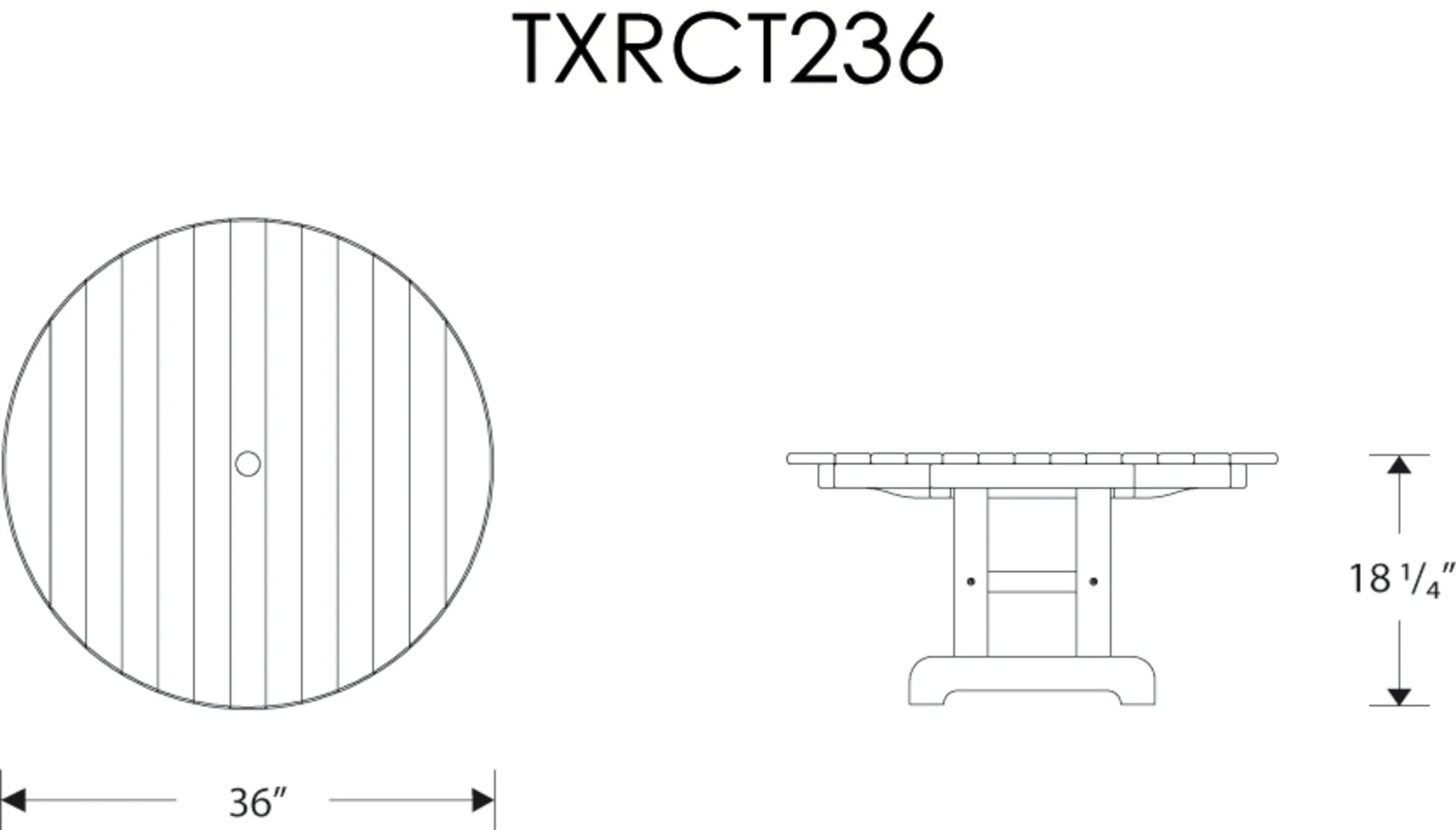 Dimensions for Cape Cod Round 36" Conversation Table