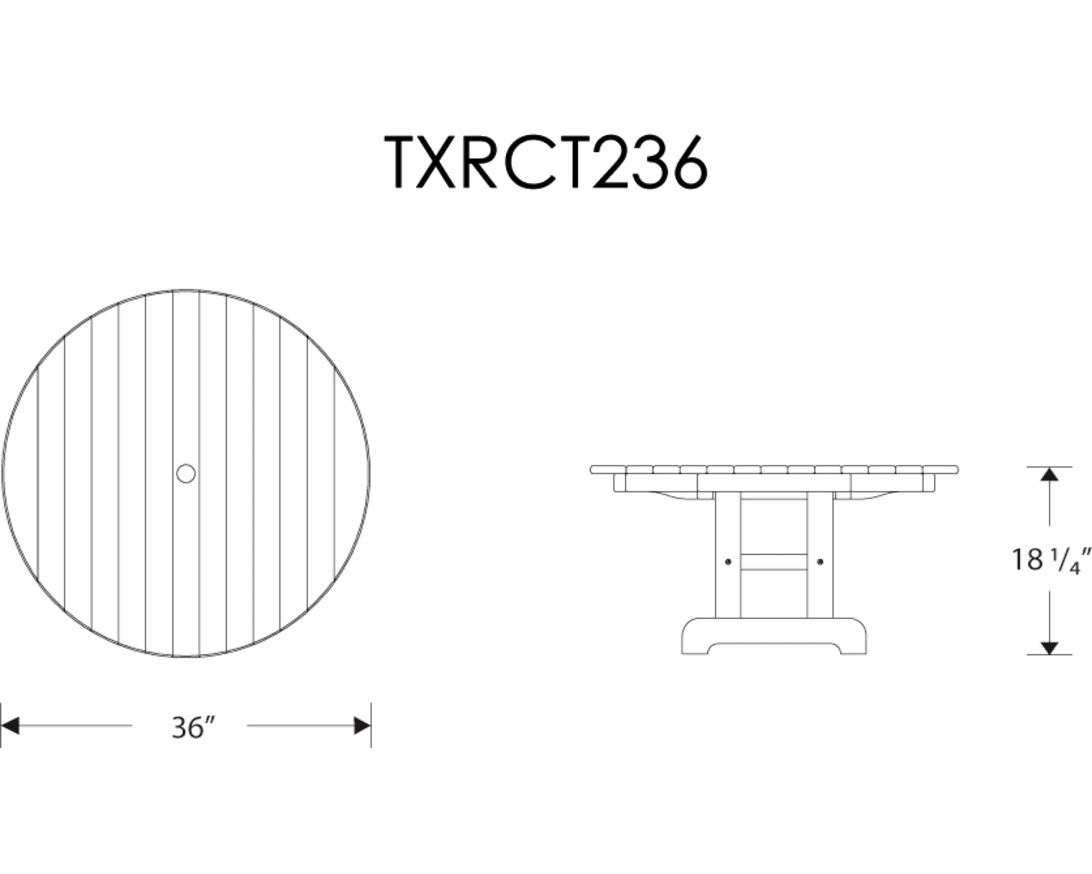 Dimensions for Cape Cod Round 36" Conversation Table