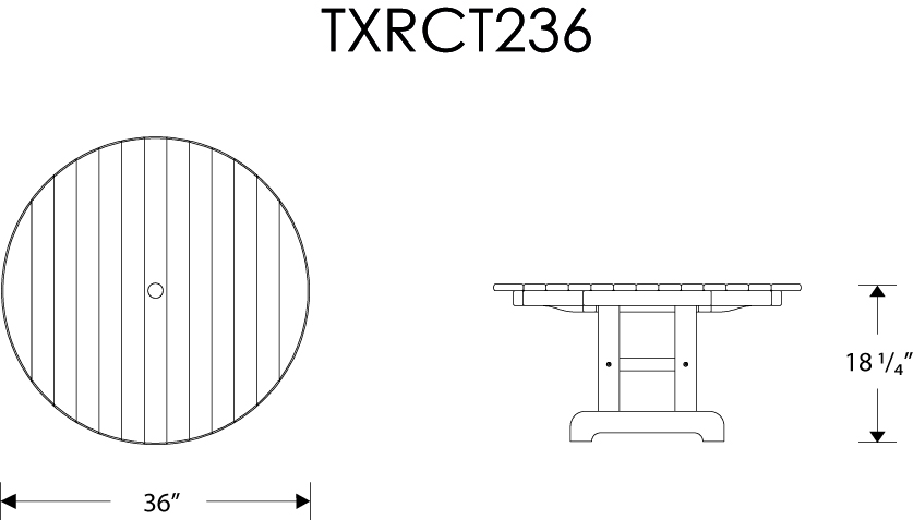 Dimensions for Cape Cod Round 36" Conversation Table