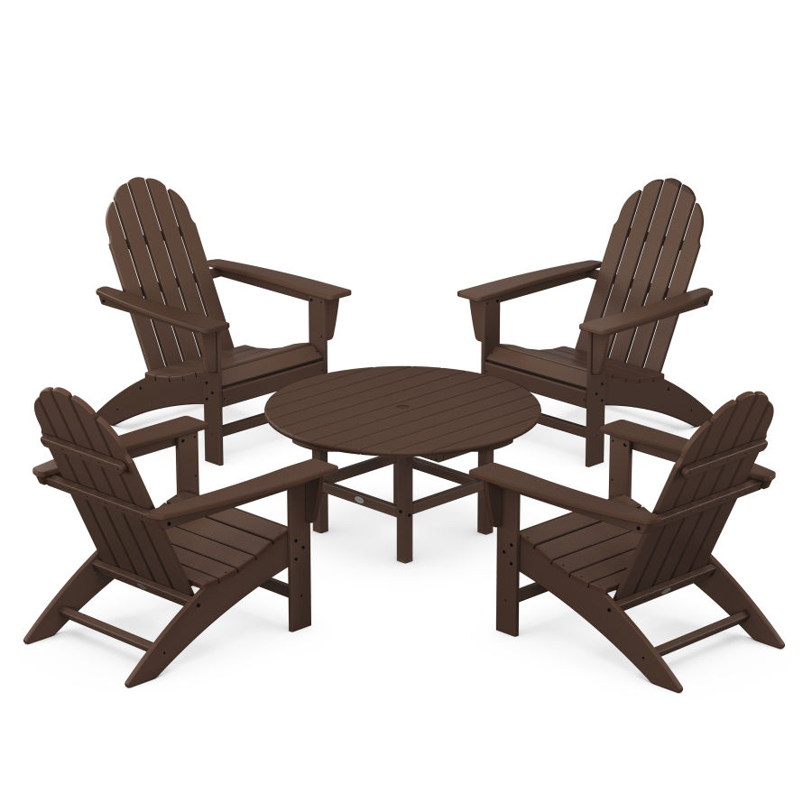 POLYWOOD Vineyard 5-Piece Adirondack Chair Conversation Set in Mahogany