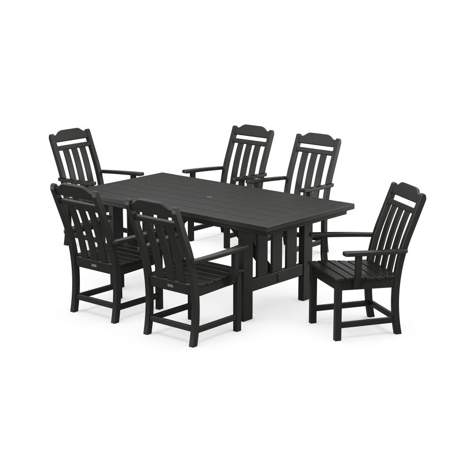POLYWOOD Country Living Arm Chair 7-Piece Mission Dining Set in Black