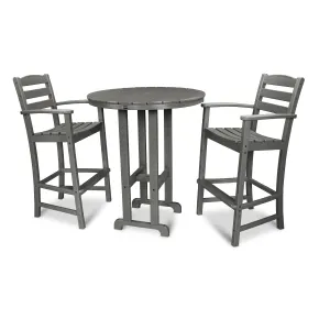 POLYWOOD La Casa Café 3-Piece Round Farmhouse Bar Set