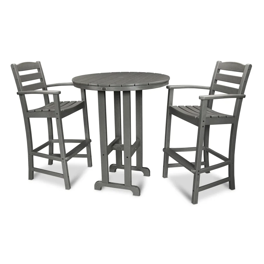 POLYWOOD La Casa Café 3-Piece Round Farmhouse Bar Set