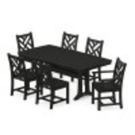 Chippendale 7-Piece Nautical Trestle Dining Set in Black