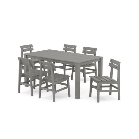 POLYWOOD Modern Studio Plaza Chair 7-Piece Parsons Table Dining Set in Slate Grey