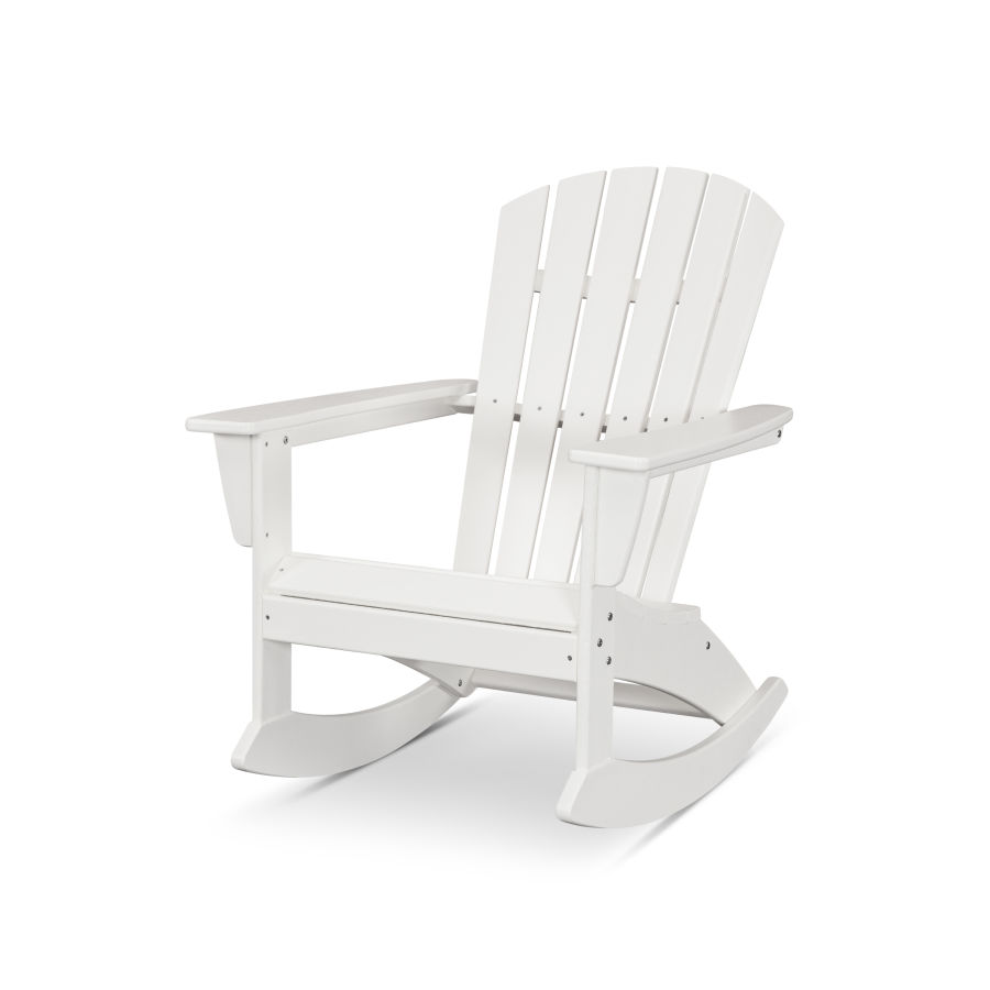 POLYWOOD Grant Park Traditional Curveback Adirondack Rocking Chair in White