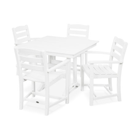 La Casa Café 5-Piece Farmhouse Arm Chair Dining Set in White