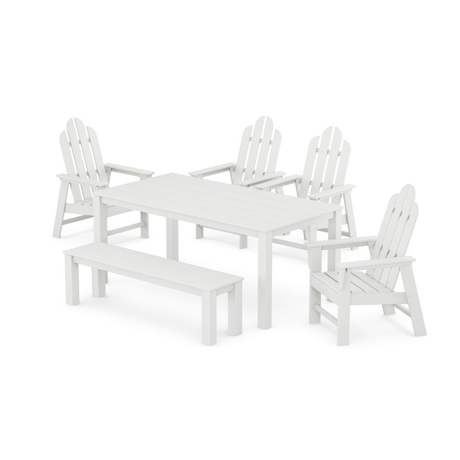 POLYWOOD Long Island 6-Piece Parsons Dining Set with Bench in White