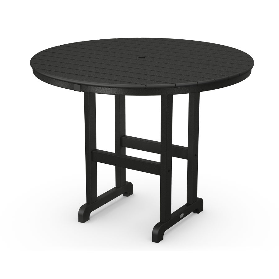 POLYWOOD 48" Round Farmhouse Counter Table in Black
