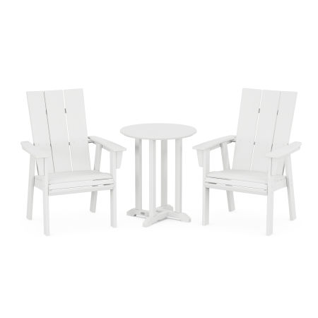 Modern Adirondack 3-Piece Round Dining Set in White
