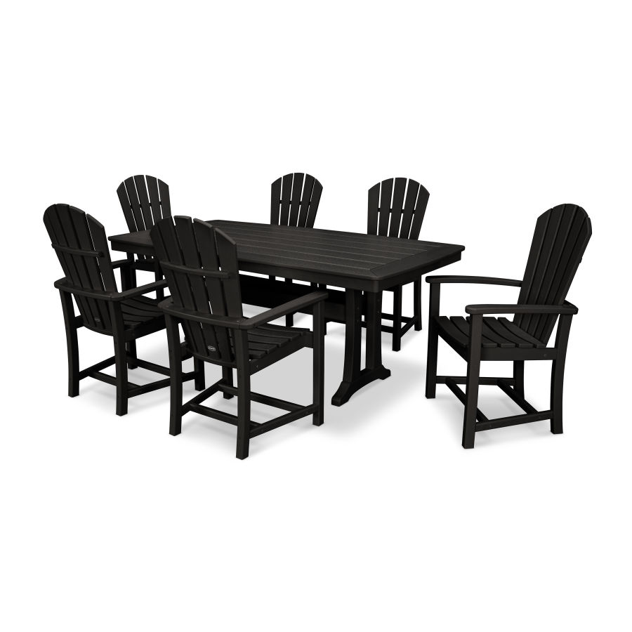 POLYWOOD Palm Coast 7-Piece Dining Set with Trestle Legs in Black