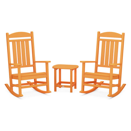 POLYWOOD Presidential Rocking Chair 3-Piece Set in Tangerine