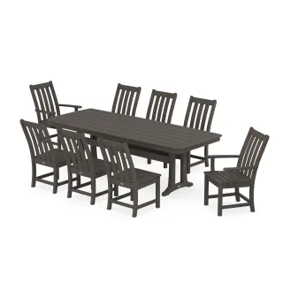 POLYWOOD Vineyard 9-Piece Dining Set with Trestle Legs in Vintage Finish