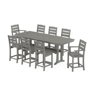 POLYWOOD Lakeside 9-Piece Counter Set with Trestle Legs