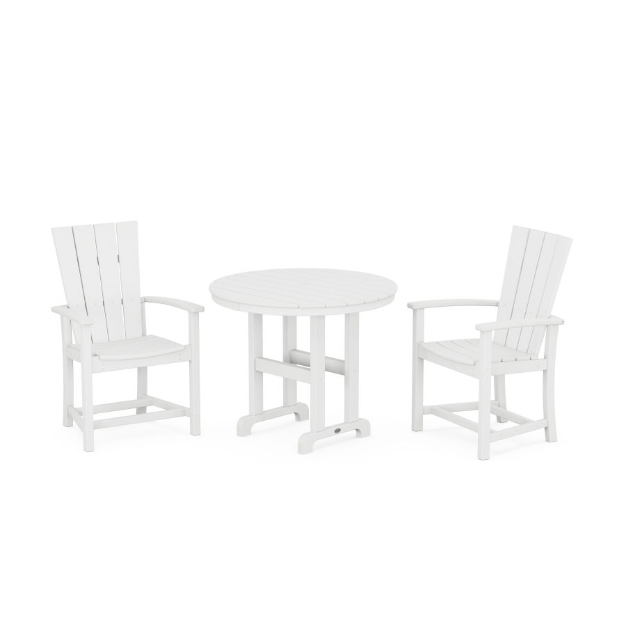 POLYWOOD Quattro 3-Piece Round Dining Set in White