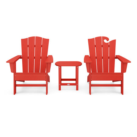 POLYWOOD Wave Collection 3-Piece Set in Sunset Red