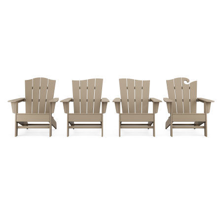 POLYWOOD Wave Collection 4-Piece Adirondack Chair Set in Vintage Sahara