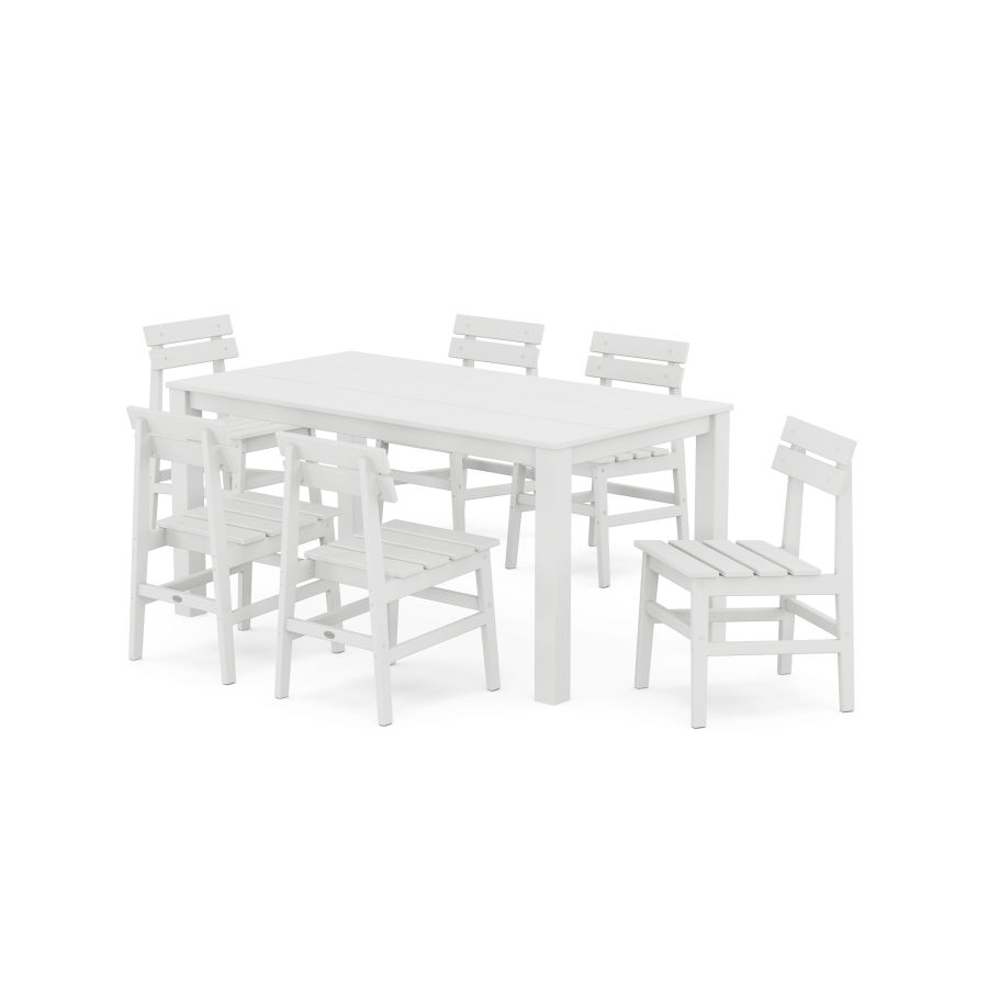 POLYWOOD Modern Studio Plaza Chair 7-Piece Parsons Table Dining Set in White