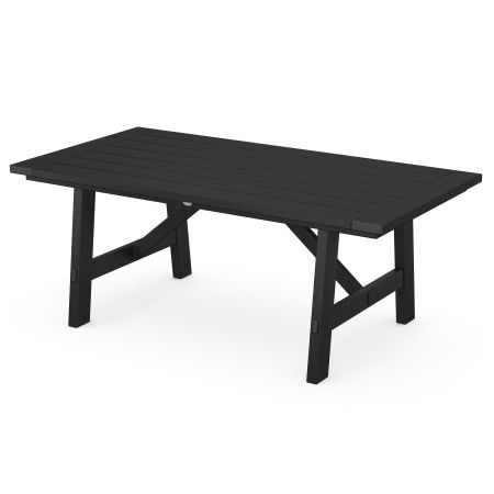 POLYWOOD Rustic Farmhouse 39" x 75" Dining Table in Black