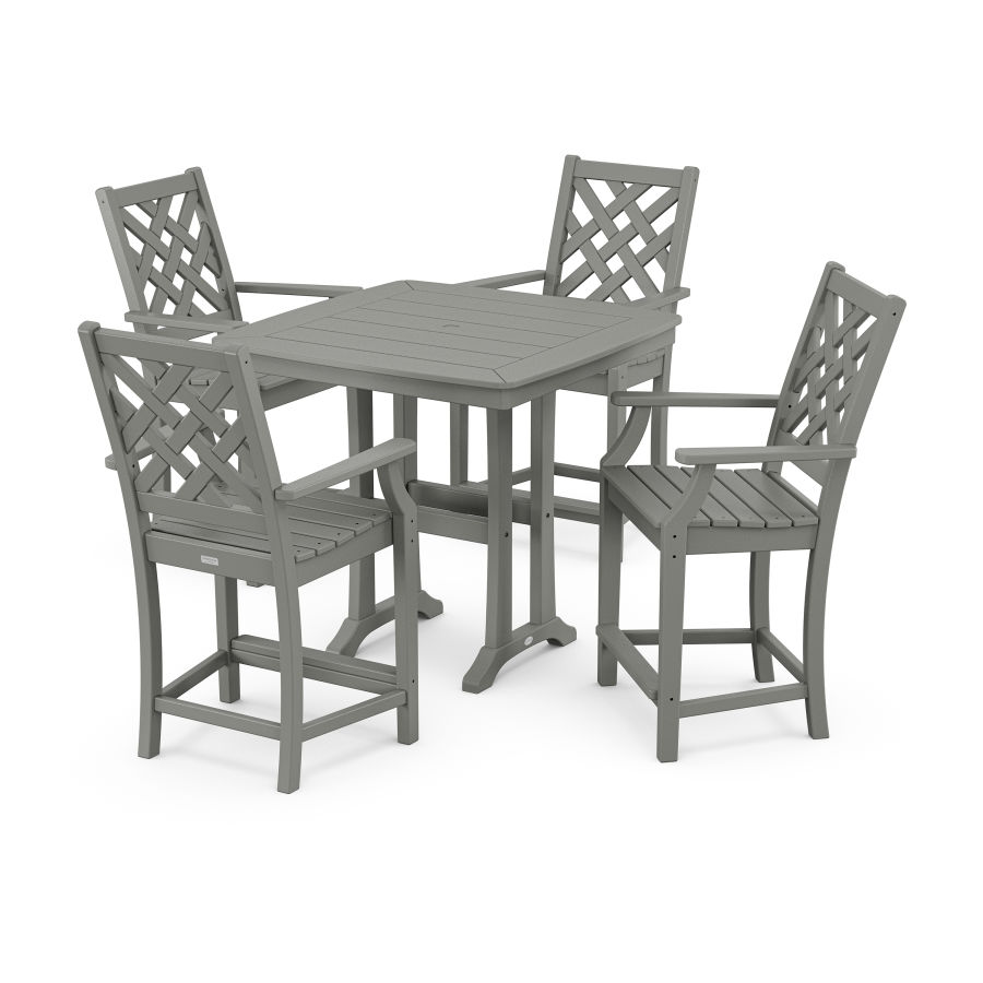 POLYWOOD Wovendale 5-Piece Counter Set with Trestle Legs