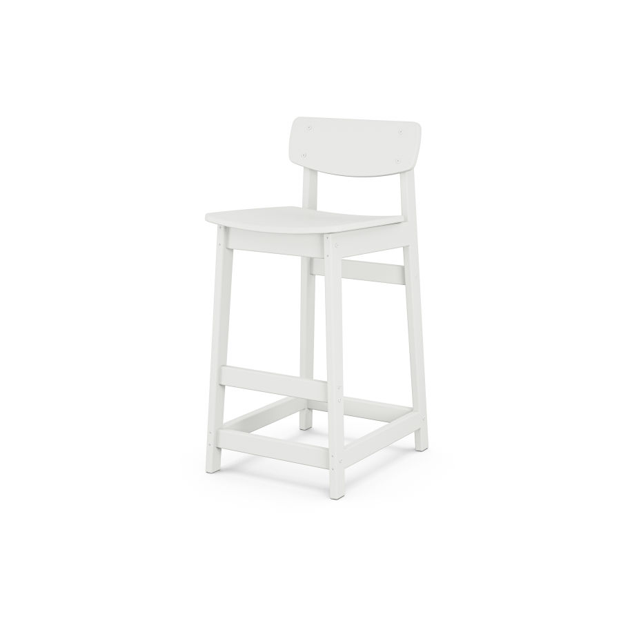 POLYWOOD Modern Studio Urban Lowback Bar Chair in White