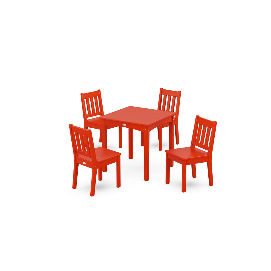 POLYWOOD Vineyard Kids 5-Piece Dining Set in Sunset Red