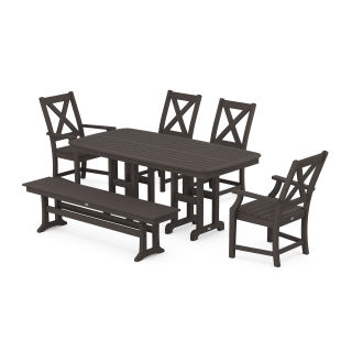 Braxton 6-Piece Dining Set with Bench in Vintage Finish
