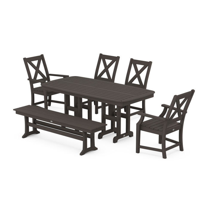 POLYWOOD Braxton 6-Piece Dining Set with Bench in Vintage Finish