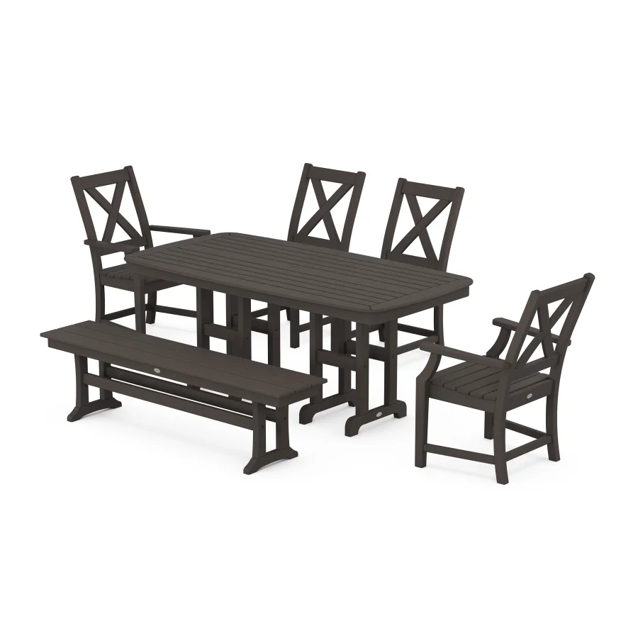 POLYWOOD Braxton 6-Piece Dining Set with Bench in Vintage Finish