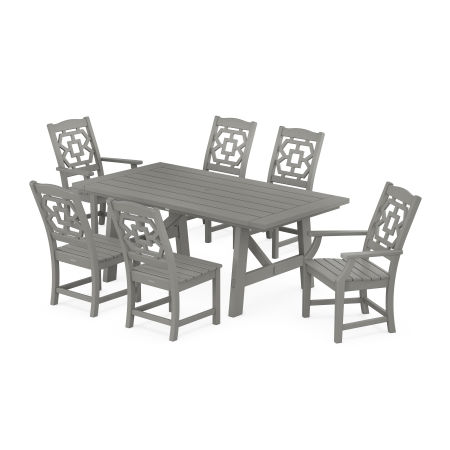 Chinoiserie 7-Piece Rustic Farmhouse Dining Set