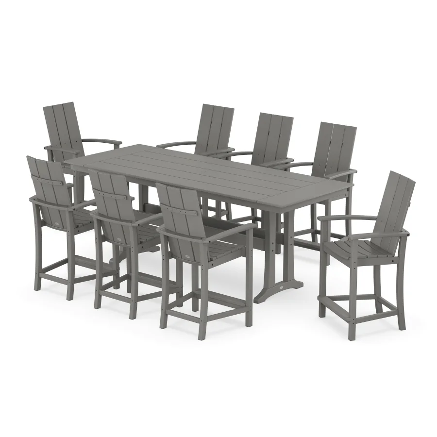 POLYWOOD Modern Adirondack 9-Piece Farmhouse Counter Set with Trestle Legs