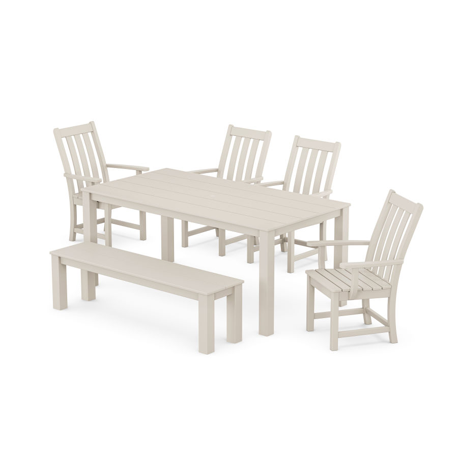 POLYWOOD Vineyard 6-Piece Parsons Dining Set with Bench in Sand