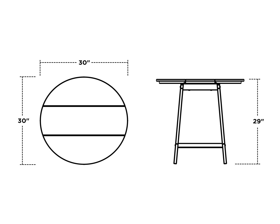 Dimensions for Studio 30" Round Bistro Table