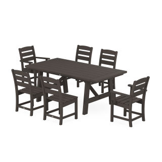 Lakeside 7-Piece Rustic Farmhouse Dining Set in Vintage Finish