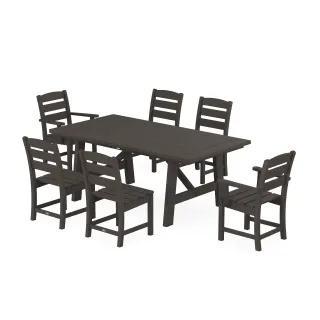 POLYWOOD Lakeside 7-Piece Rustic Farmhouse Dining Set in Vintage Finish