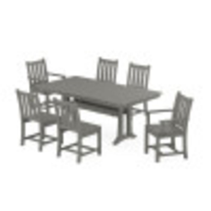 Traditional Garden 7-Piece Farmhouse Dining Set With Trestle Legs