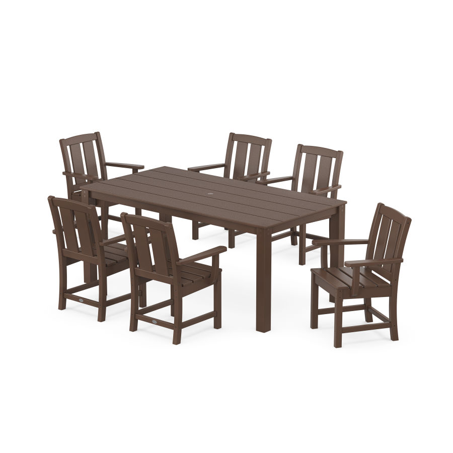 POLYWOOD Mission Arm Chair 7-Piece Parsons Dining Set in Mahogany