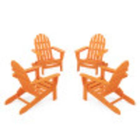 POLYWOOD 4-Piece Classic Folding Adirondack Conversation Set in Tangerine