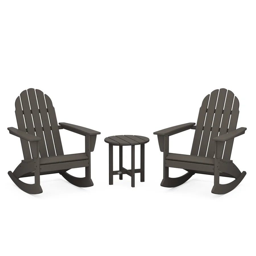 POLYWOOD Vineyard 3-Piece Adirondack Rocking Chair Set in Vintage Finish