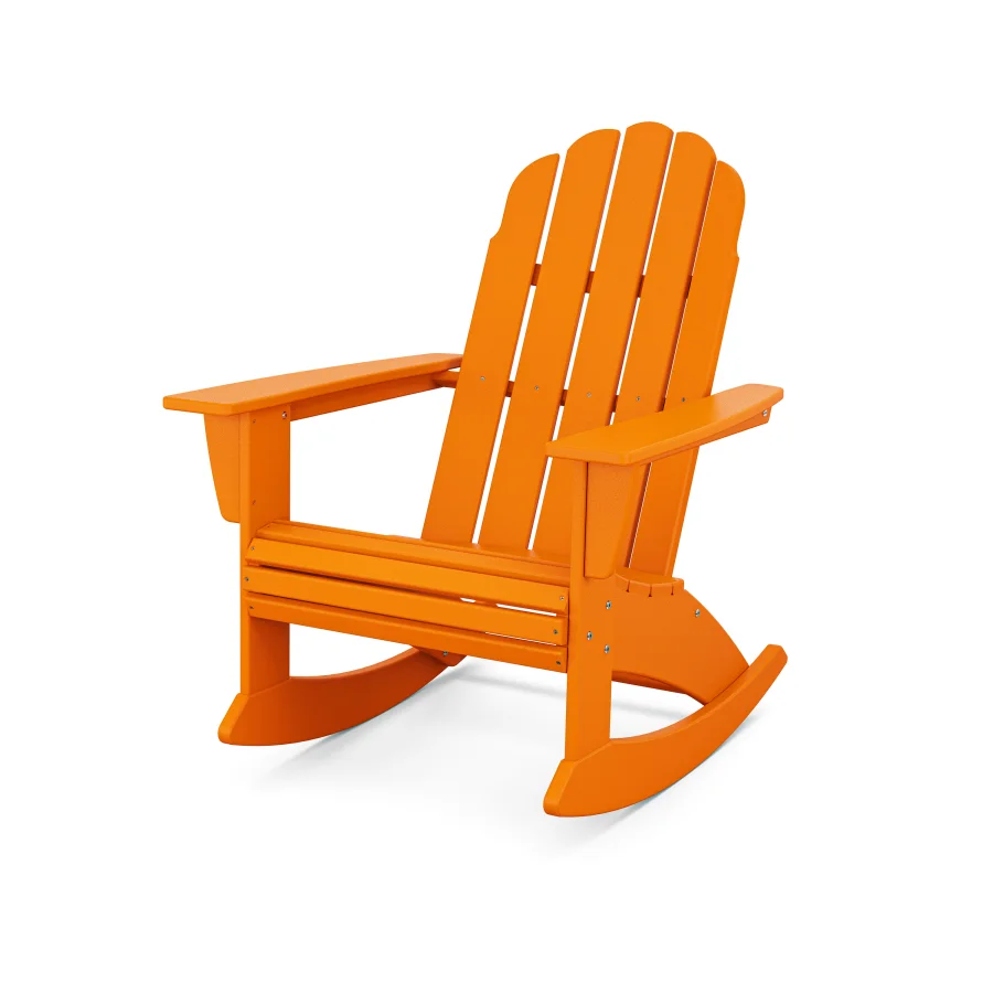 POLYWOOD Vineyard Curveback Adirondack Rocking Chair in Tangerine