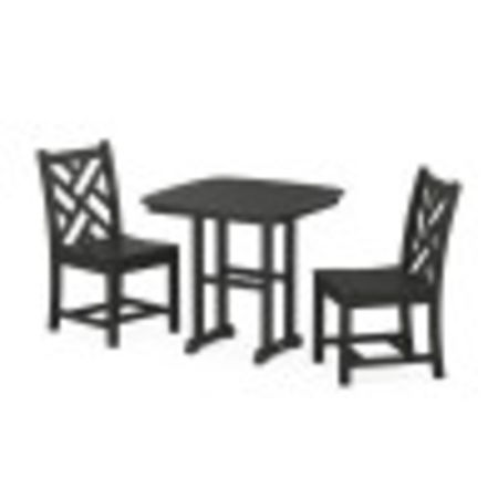 Chippendale Side Chair 3-Piece Dining Set in Black