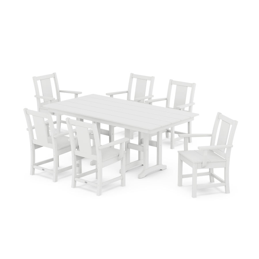 POLYWOOD Prairie Arm Chair 7-Piece Farmhouse Dining Set in White