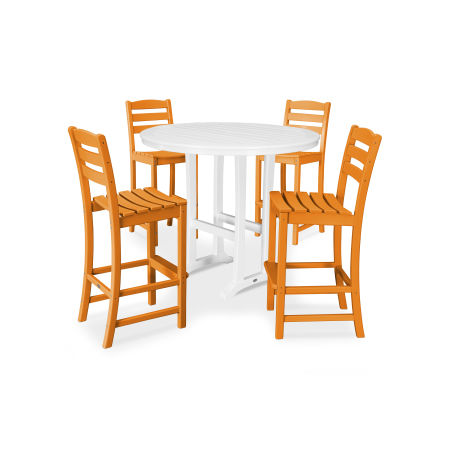 La Casa Café 5 Piece Side Chair Bar Dining Set in Tangerine