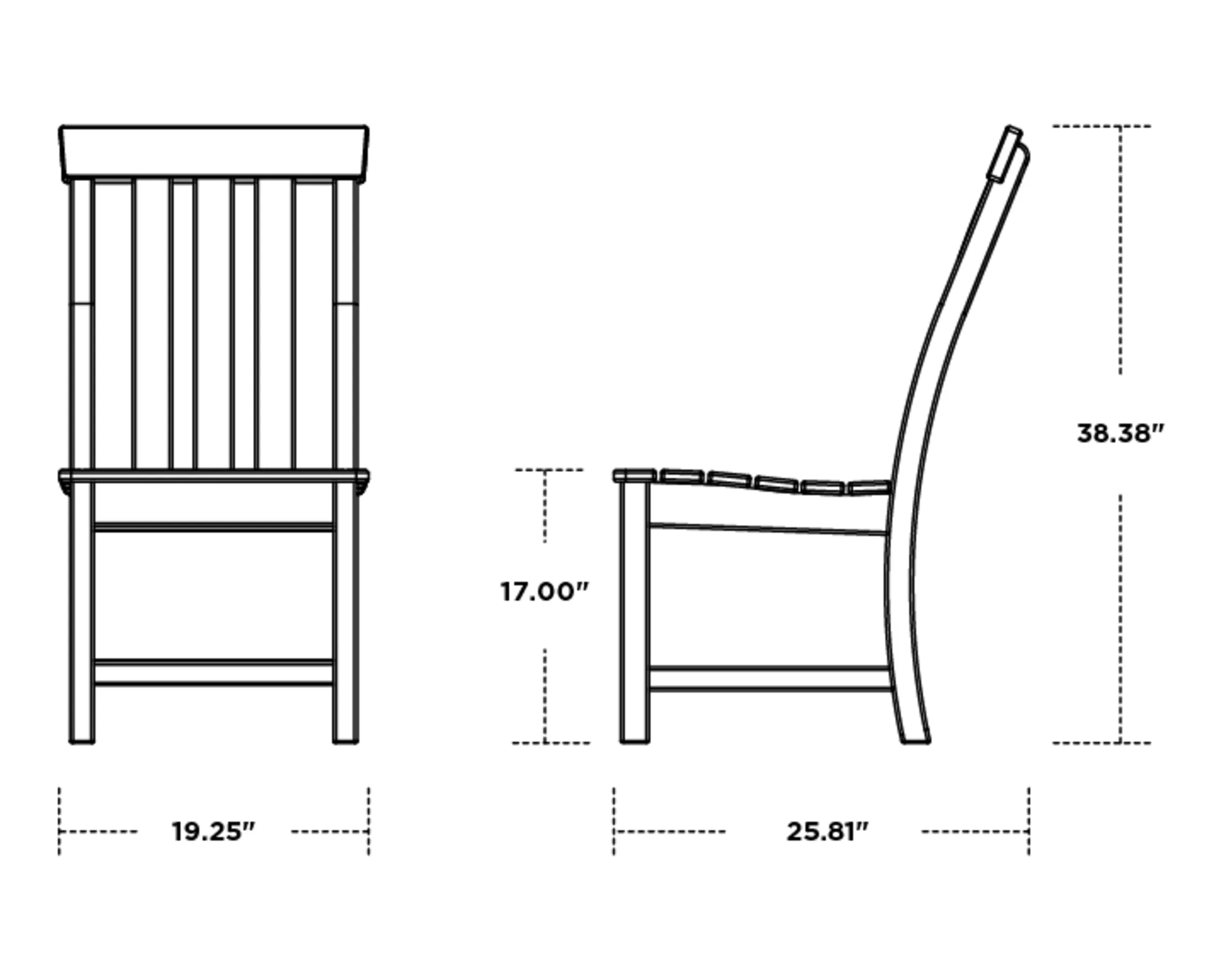 Dimensions for Prescott Dining Side Chair