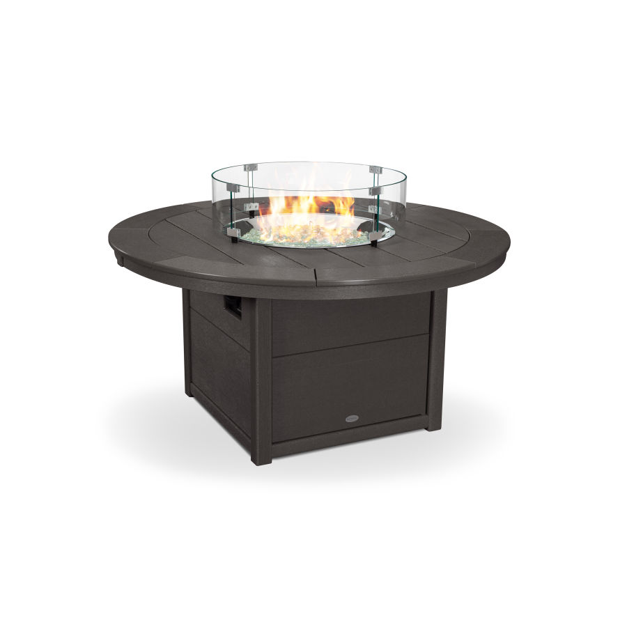 POLYWOOD Round 48" Fire Pit Table in Vintage Coffee