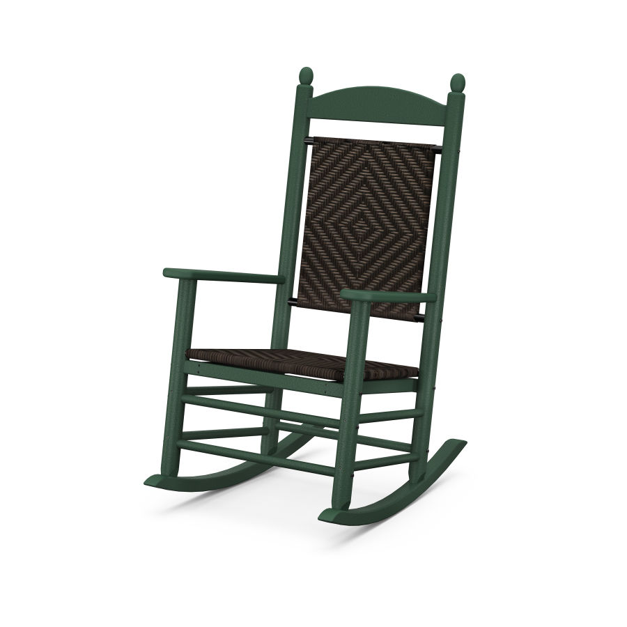 POLYWOOD Jefferson Woven Rocking Chair in Green Frame / Cahaba