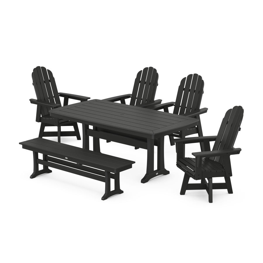 POLYWOOD Vineyard Adirondack 6-Piece Dining Set with Trestle Legs in Black
