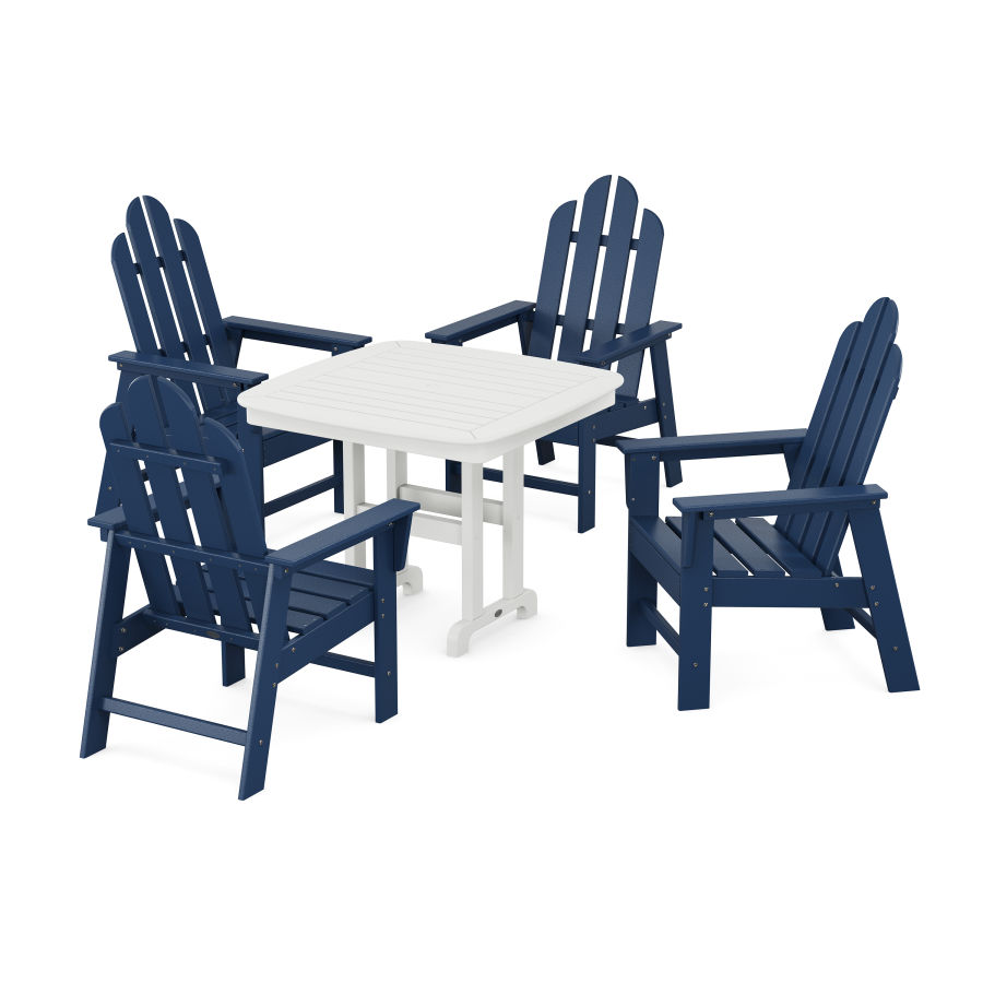 POLYWOOD Long Island 5-Piece Dining Set in Navy / White
