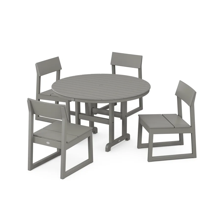 POLYWOOD EDGE Side Chair 5-Piece Round Farmhouse Dining Set